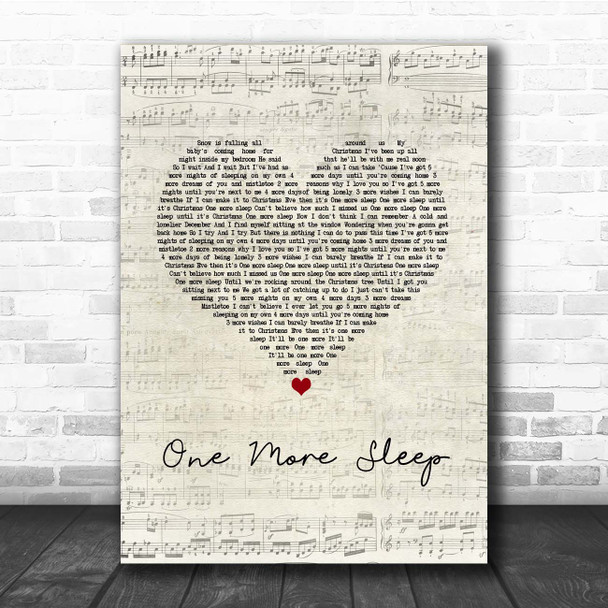 Leona Lewis One More Sleep Script Heart Song Lyric Print