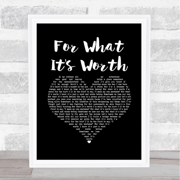 Liam Gallagher For What It's Worth Black Heart Song Lyric Print