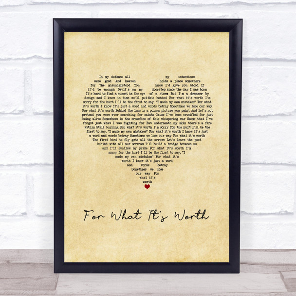 Liam Gallagher For What It's Worth Vintage Heart Song Lyric Print