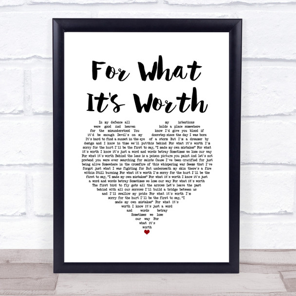 Liam Gallagher For What It's Worth White Heart Song Lyric Print