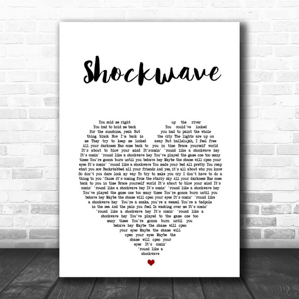 Liam Gallagher Shockwave White Heart Song Lyric Print