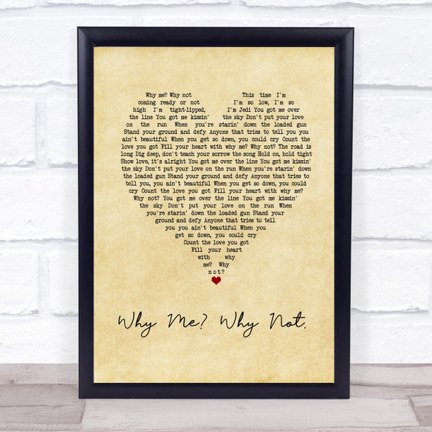 Liam Gallagher Why Me Why Not. Vintage Heart Song Lyric Print