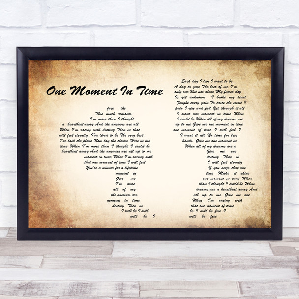 Whitney Houston One Moment In Time Man Lady Couple Song Lyric Music Wall Art Print