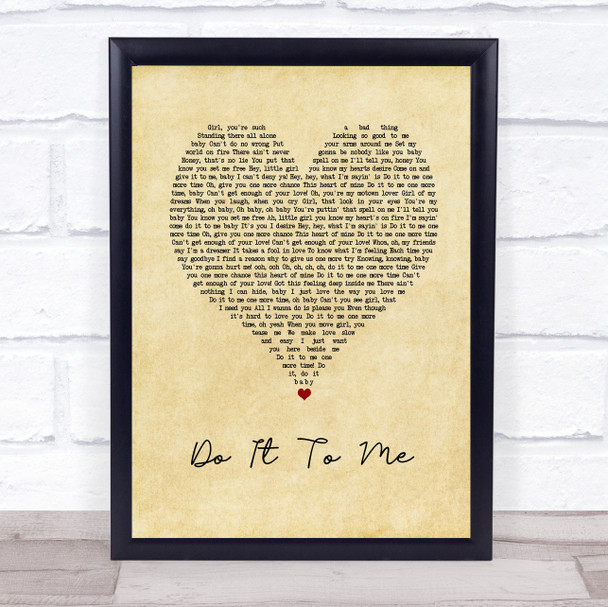 Lionel Richie Do It To Me Vintage Heart Song Lyric Print