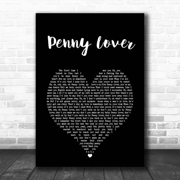 Lionel Richie Penny Lover Black Heart Song Lyric Print