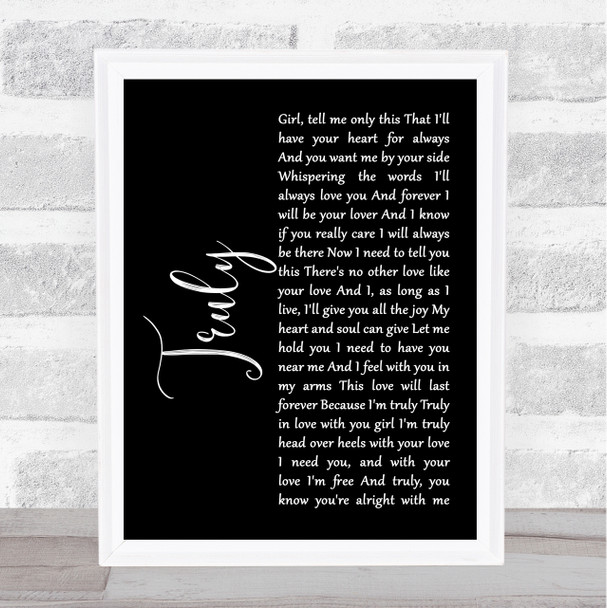 Lionel Richie Truly Black Script Song Lyric Print