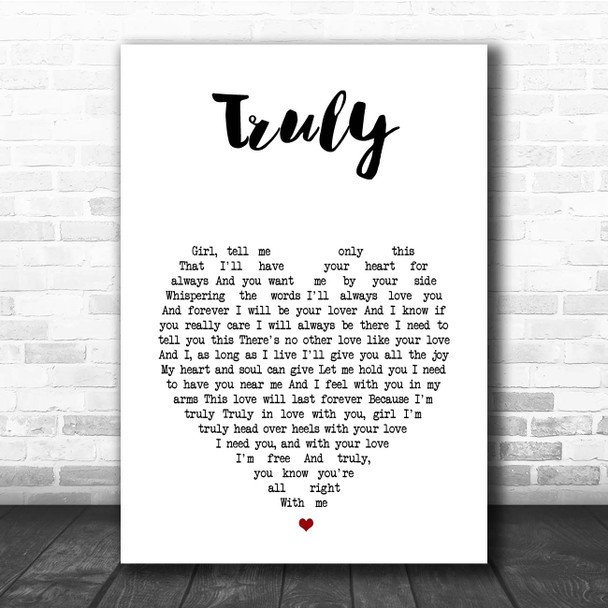 Lionel Ritchie Truly White Heart Song Lyric Print