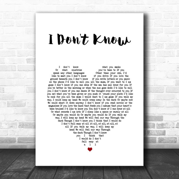 Lisa Hannigan I Don't Know White Heart Song Lyric Print