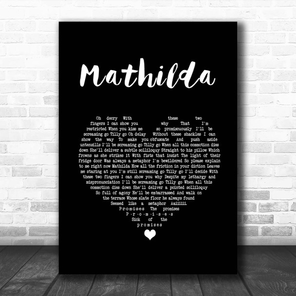 Little Comets Mathilda Black Heart Song Lyric Print