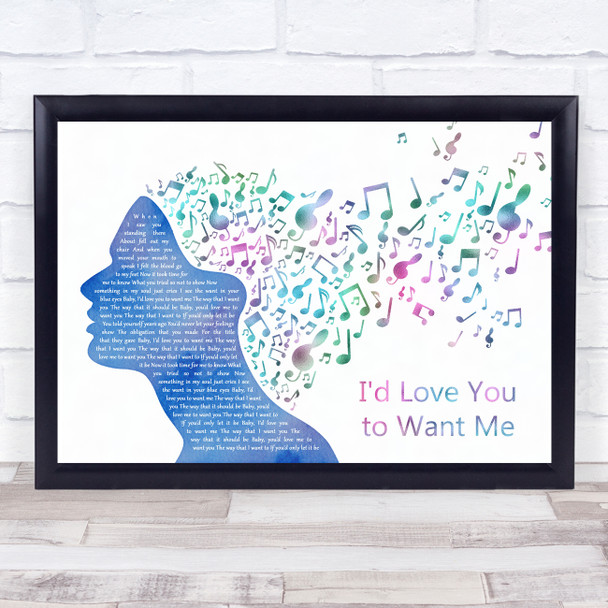 Lobo I'd Love You to Want Me Colourful Music Note Hair Song Lyric Print