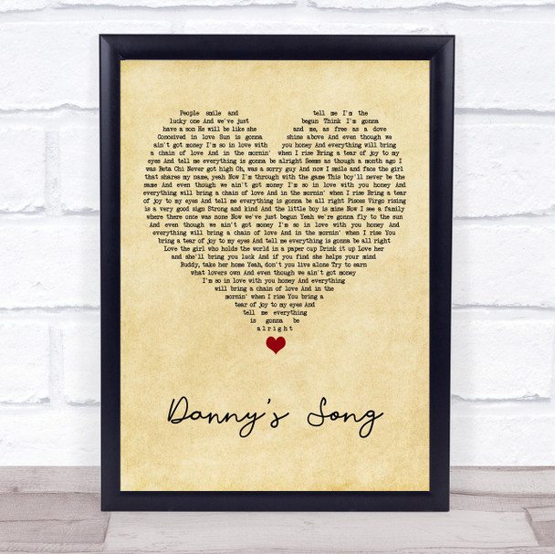 Loggins and Messina Danny's Song Vintage Heart Song Lyric Print