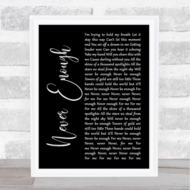 Loren Allred Never Enough Black Script Song Lyric Print