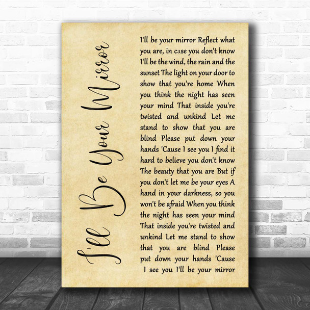 Lou Reed I'll Be Your Mirror Rustic Script Song Lyric Print