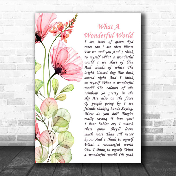 Louis Armstrong What A Wonderful World Floral Poppy Side Script Song Lyric Print