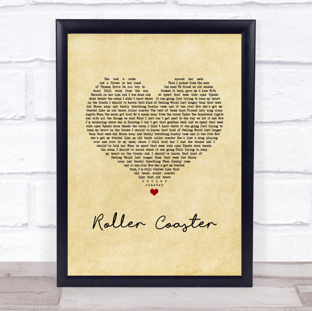 Luke Bryan Roller Coaster Vintage Heart Song Lyric Print