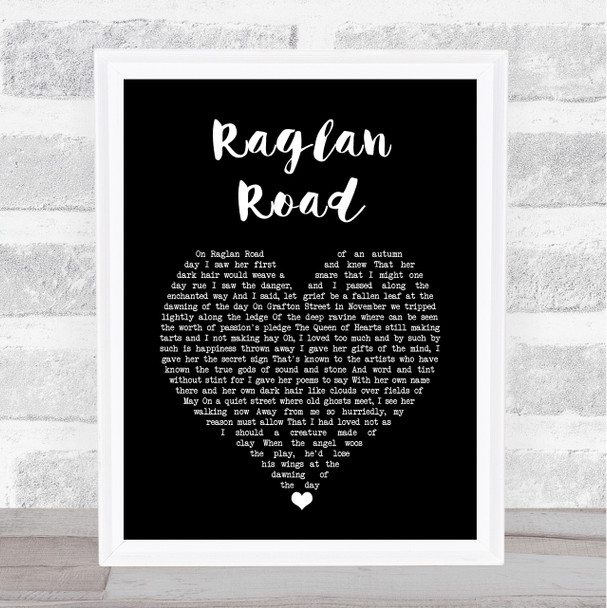 Luke Kelly Raglan Road Black Heart Song Lyric Print