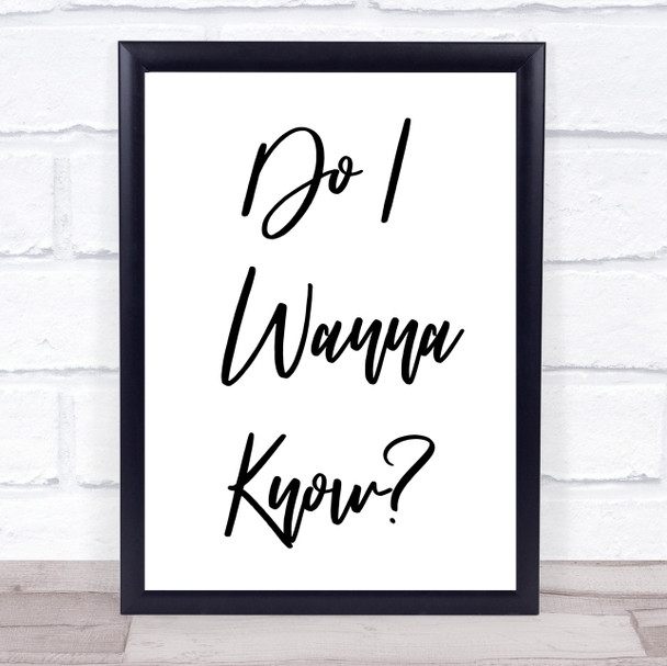 Arctic Monkeys Do I Wanna Know Song Lyric Music Wall Art Print