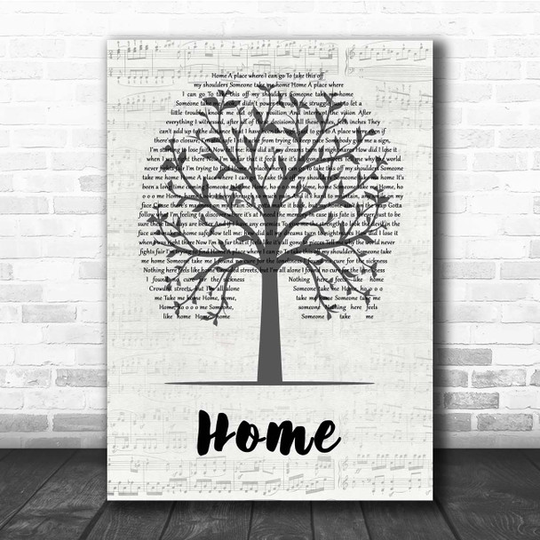 Machine Gun Kelly, X Ambassadors & Bebe Rexha Home Music Script Tree Song Lyric Print