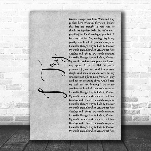 Macy Gray I Try Grey Rustic Script Song Lyric Print