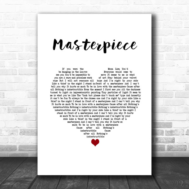 Madonna Masterpiece White Heart Song Lyric Print