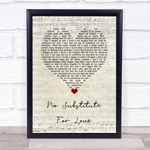 Madonna No Substitute For Love Script Heart Song Lyric Print