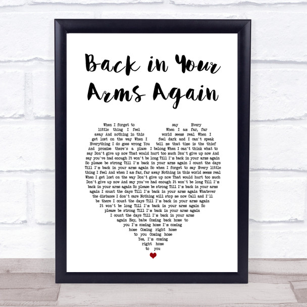 Magnum Back in Your Arms Again White Heart Song Lyric Print