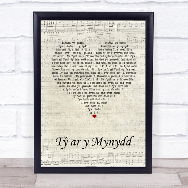 Maharishi T? ar y Mynydd Script Heart Song Lyric Print