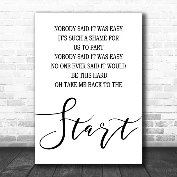 Coldplay The Scientist Song Lyric Music Wall Art Print