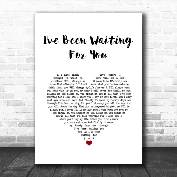 Mamma Mia 2 I've Been Waiting For You White Heart Song Lyric Print