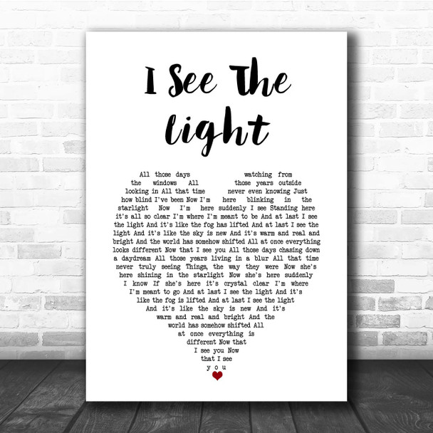 Mandy Moore I See The Light White Heart Song Lyric Print