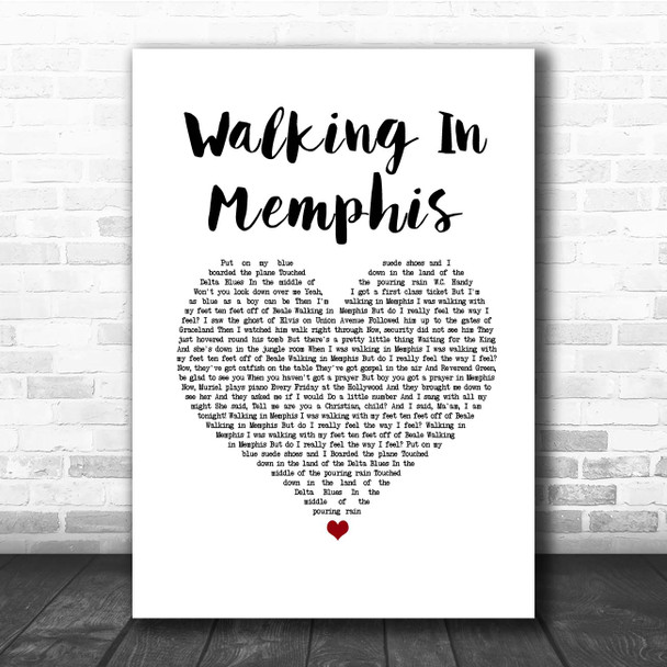 Marc Cohn Walking In Memphis White Heart Song Lyric Print