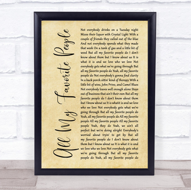 Maren Morris All My Favorite People Rustic Script Song Lyric Print