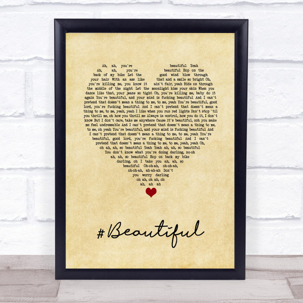 Mariah Carey #Beautiful Vintage Heart Song Lyric Print