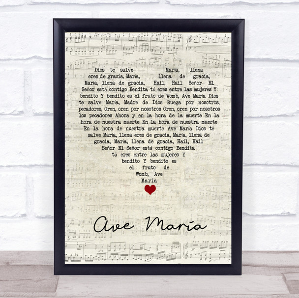 Marian Anderson Ave Maria Script Heart Song Lyric Print