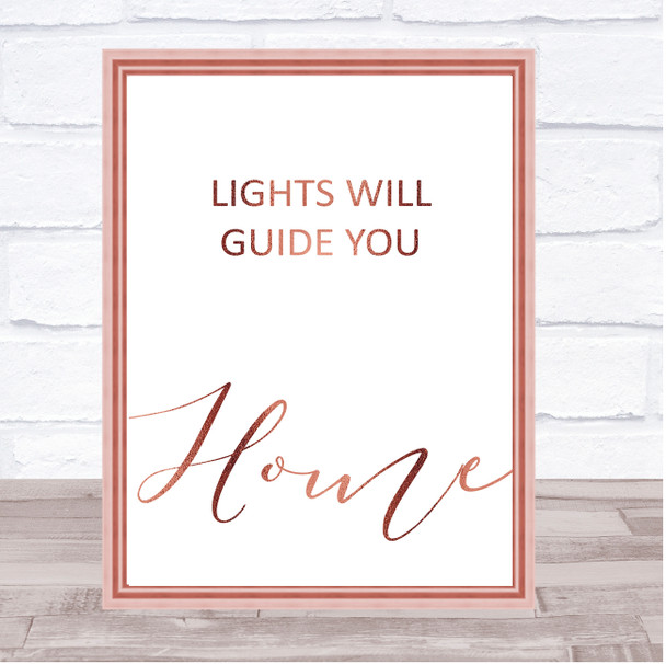 Rose Gold Coldplay Lights Will Guide You Home Song Lyric Music Wall Art Print