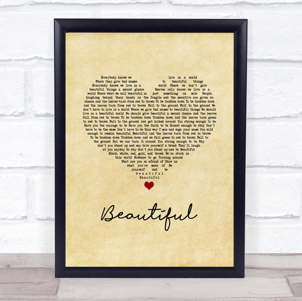 Marillion Beautiful Vintage Heart Song Lyric Print