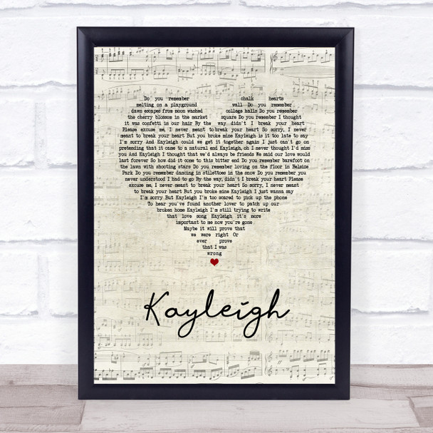 Marillion Kayleigh Script Heart Song Lyric Print