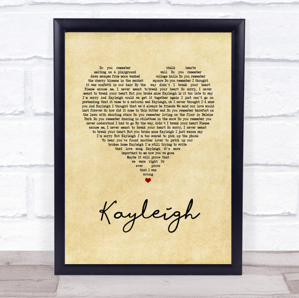 Marillion Kayleigh Vintage Heart Song Lyric Print Marillion Kayleigh Vintage Heart Song Lyric Print