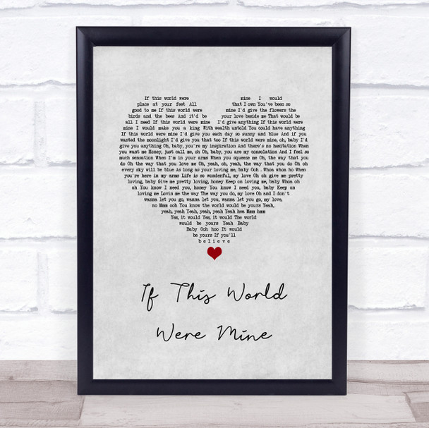 Marvin Gaye & Tammi Terrell If This World Were Mine Grey Heart Song Lyric Print