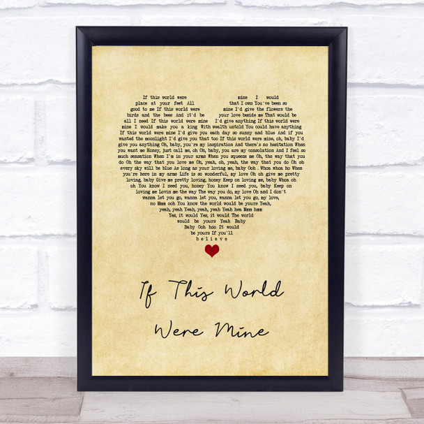 Marvin Gaye & Tammi Terrell If This World Were Mine Vintage Heart Song Lyric Print