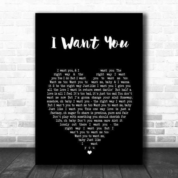 Marvin Gaye I Want You Black Heart Song Lyric Print