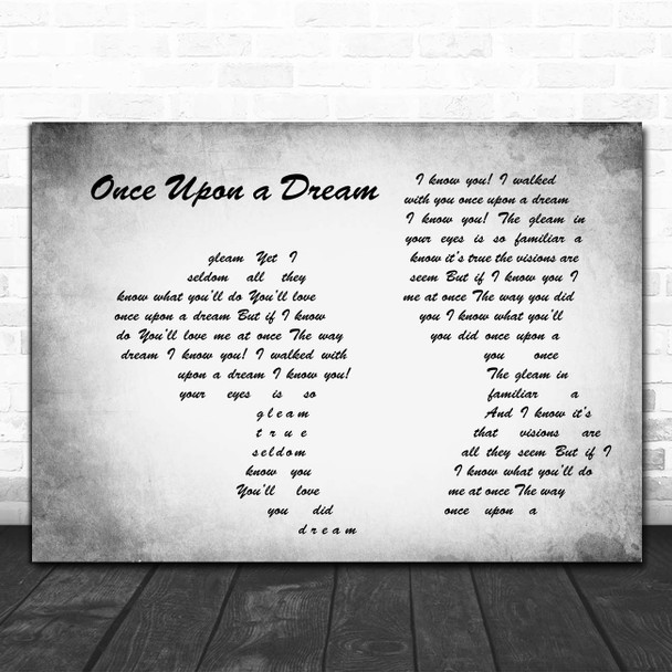 Mary Costa and Bill Shirley Once Upon a Dream Man Lady Couple Grey Song Lyric Print