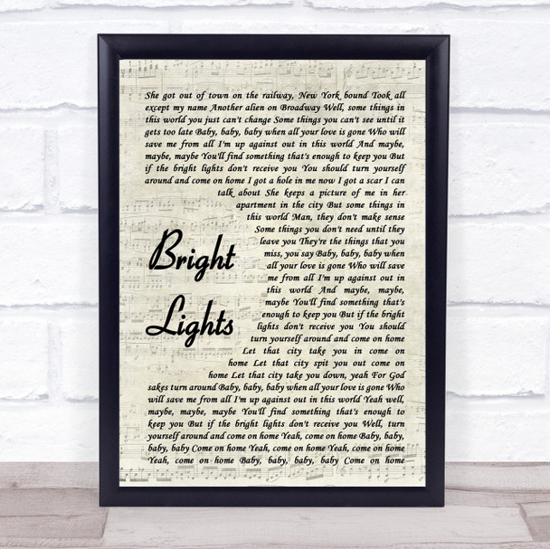 Matchbox 20 Bright Lights Vintage Script Song Lyric Print
