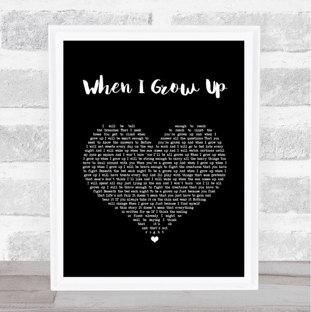 Matilda Musical When I Grow Up Black Heart Song Lyric Print