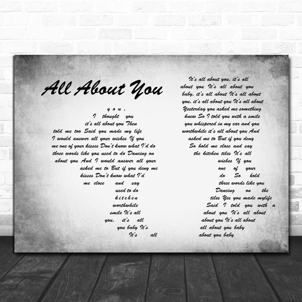 McFly All About You Man Lady Couple Grey Song Lyric Print