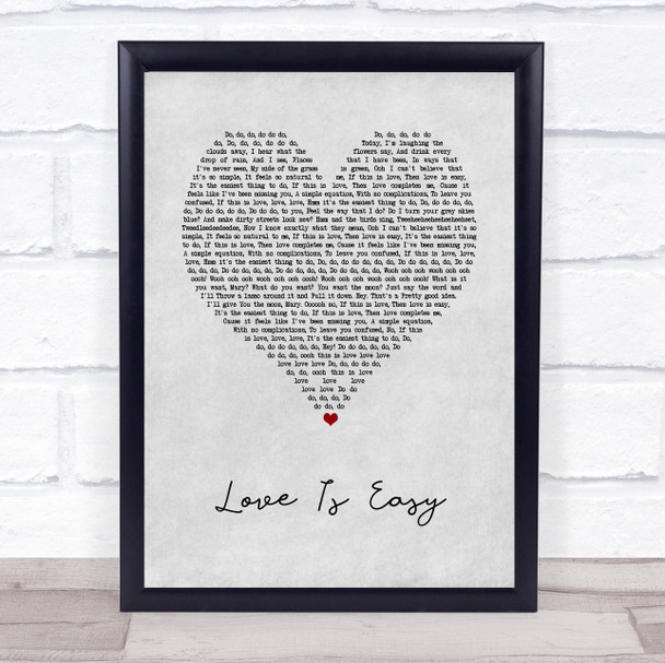 McFly Love Is Easy Grey Heart Song Lyric Print