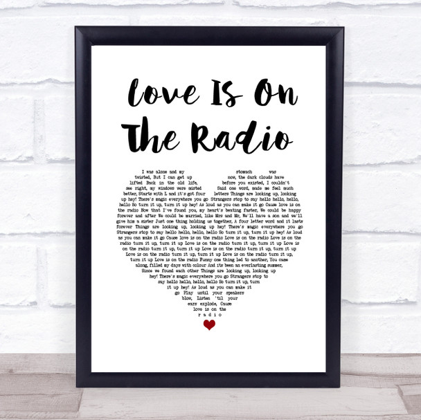 McFly Love Is On The Radio White Heart Song Lyric Print