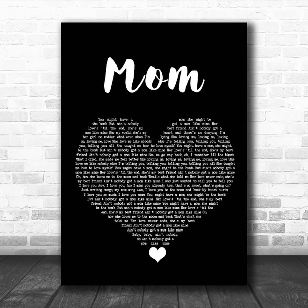 Meghan Trainor Mom Black Heart Song Lyric Print