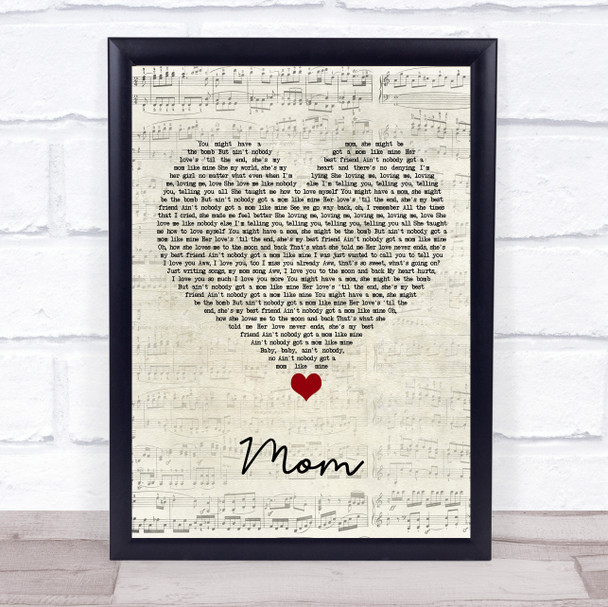 Meghan Trainor Mom Script Heart Song Lyric Print