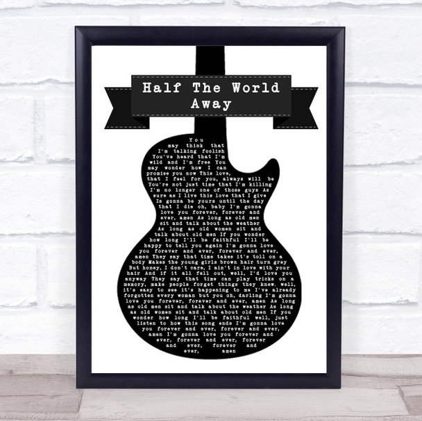 Randy Travis Forever & Ever, Amen Black & White Guitar Song Lyric Music Wall Art Print